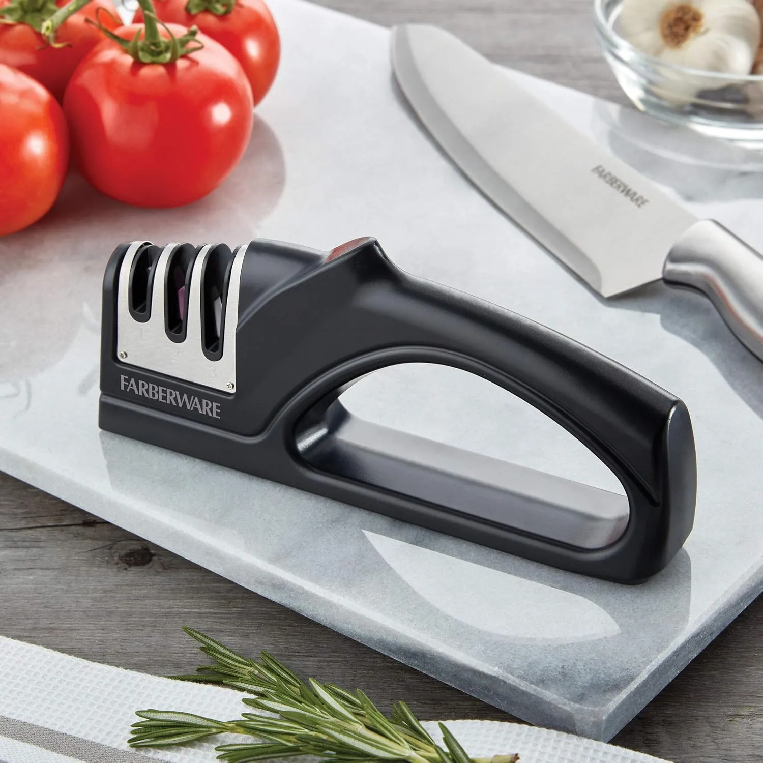 Farberware Edgekeeper 3 Stage Tabletop Kitchen Knife Sharpener, 7.5-Inch, Black