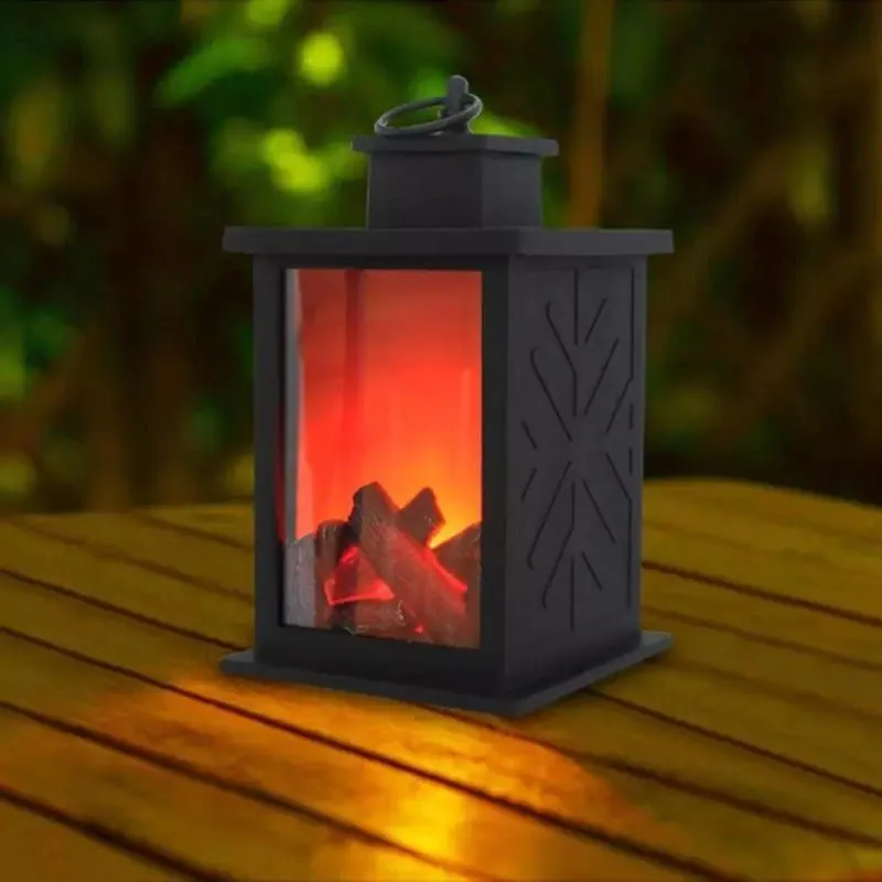 Fireplace Lantern Lamp - LED Hanging Lantern Simulation Decorative Fireplace Lanterns