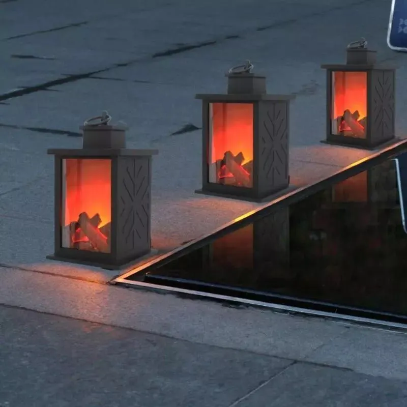 Fireplace Lantern Lamp - LED Hanging Lantern Simulation Decorative Fireplace Lanterns