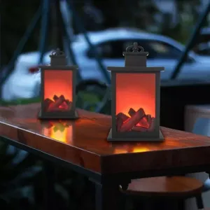 Fireplace Lantern Lamp - LED Hanging Lantern Simulation Decorative Fireplace Lanterns