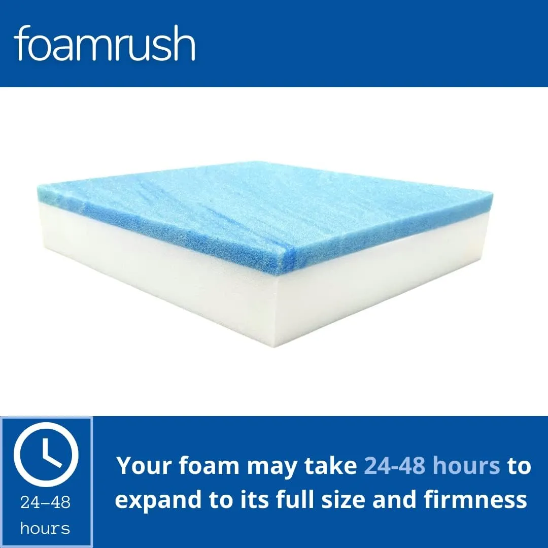FoamRush 2" x 24" x 27" Gel Memory Foam Bench Cushion Replacement Medium Firm (Upholstery Foam, Seat Replacement, Upholstery Sheet, Foam Rubber Padding, Couch, Sofa Cushion, Mattress) Made in USA