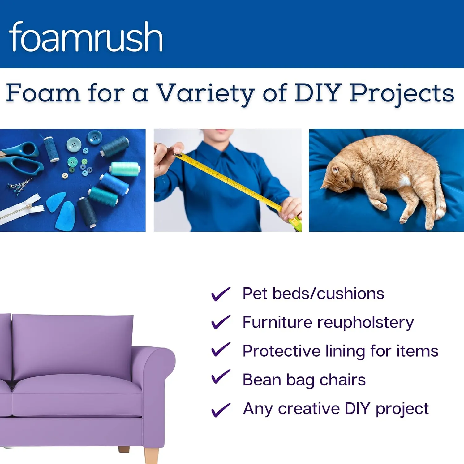 FoamRush 2" x 24" x 27" Gel Memory Foam Bench Cushion Replacement Medium Firm (Upholstery Foam, Seat Replacement, Upholstery Sheet, Foam Rubber Padding, Couch, Sofa Cushion, Mattress) Made in USA