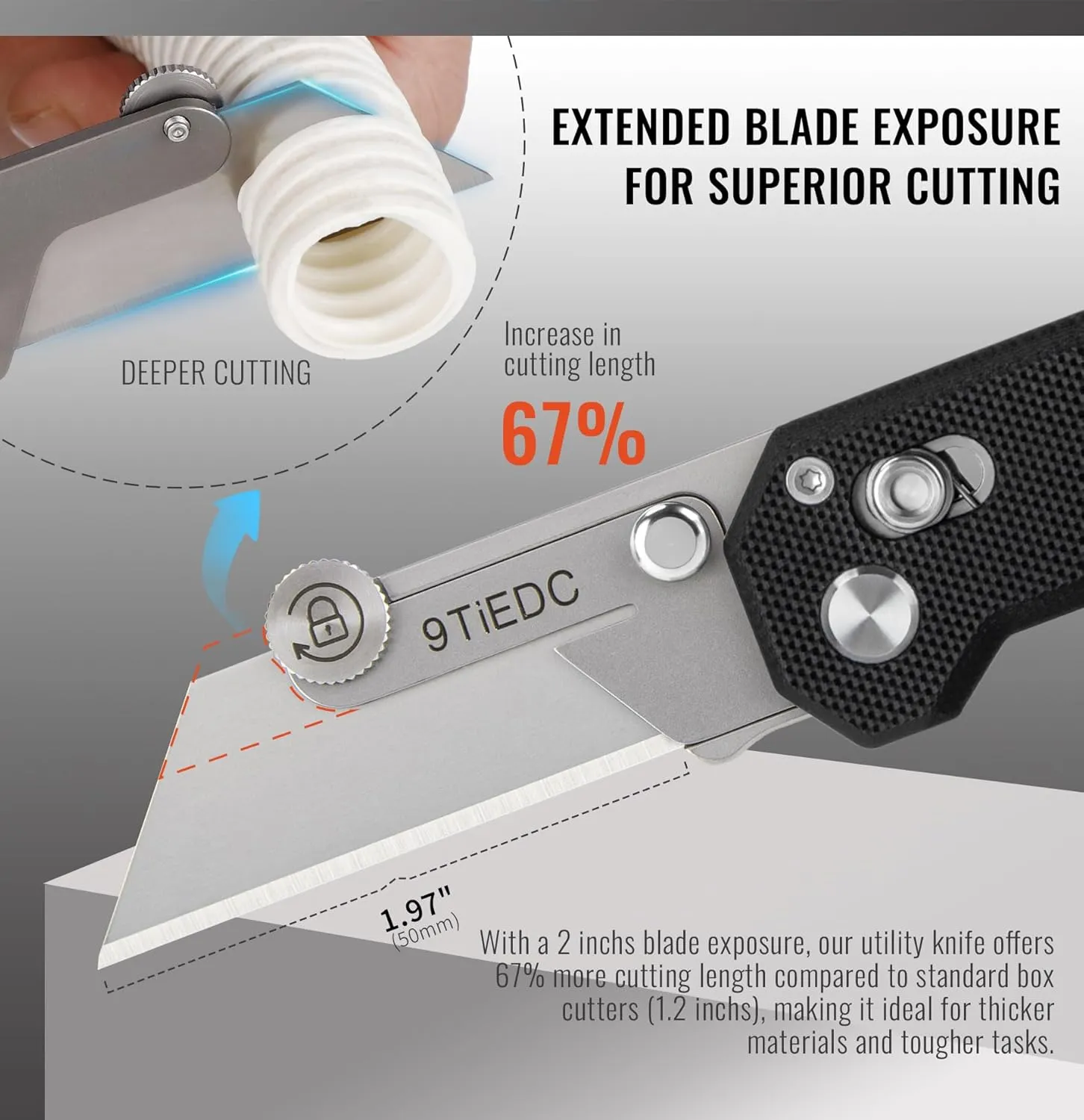 Folding Utility Knife,G10 Handle Heavy Duty Safety Box Cutter,Razor Knife & EDC Pocket Knife with Extra 10PC Blades,Perfect for Household Tools,Office,Factory,Outdoor Use.