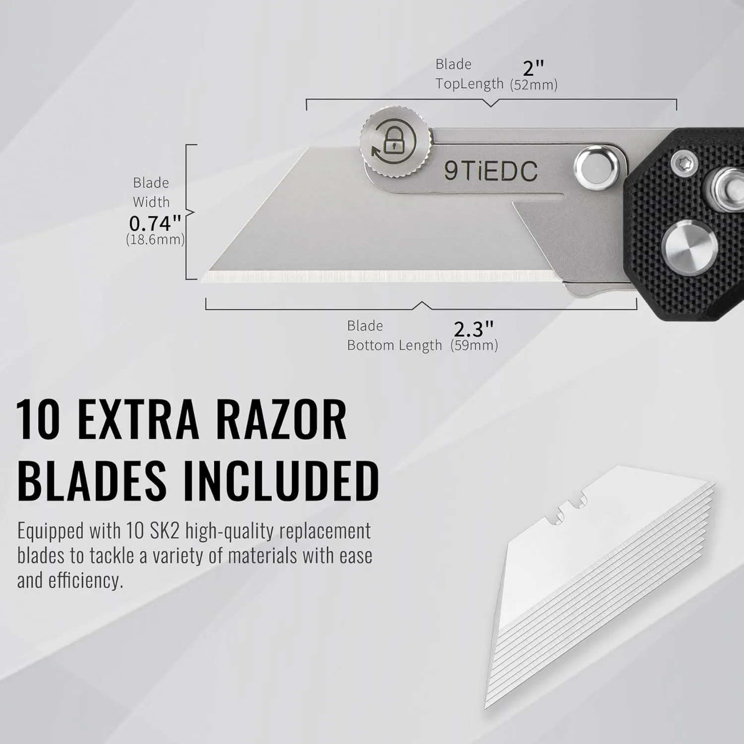 Folding Utility Knife,G10 Handle Heavy Duty Safety Box Cutter,Razor Knife & EDC Pocket Knife with Extra 10PC Blades,Perfect for Household Tools,Office,Factory,Outdoor Use.