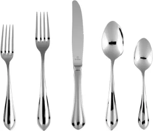 Fortessa Forge 18/10 Stainless Steel Flatware, 5 Piece Place Setting, Service for 1