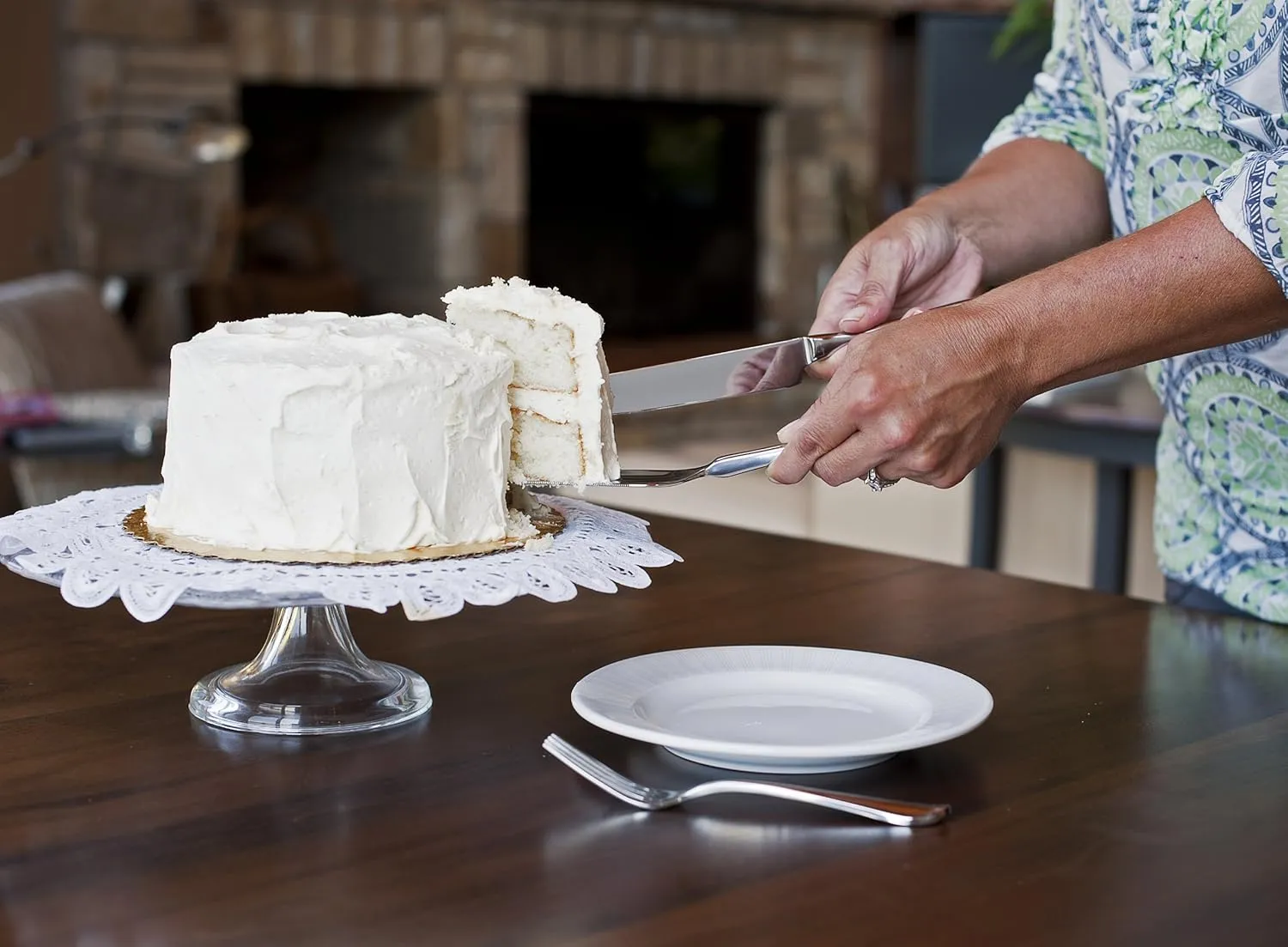 Fortessa Grand City 18/10 Stainless Steel Flatware Serrated Cake Knife , Silver -