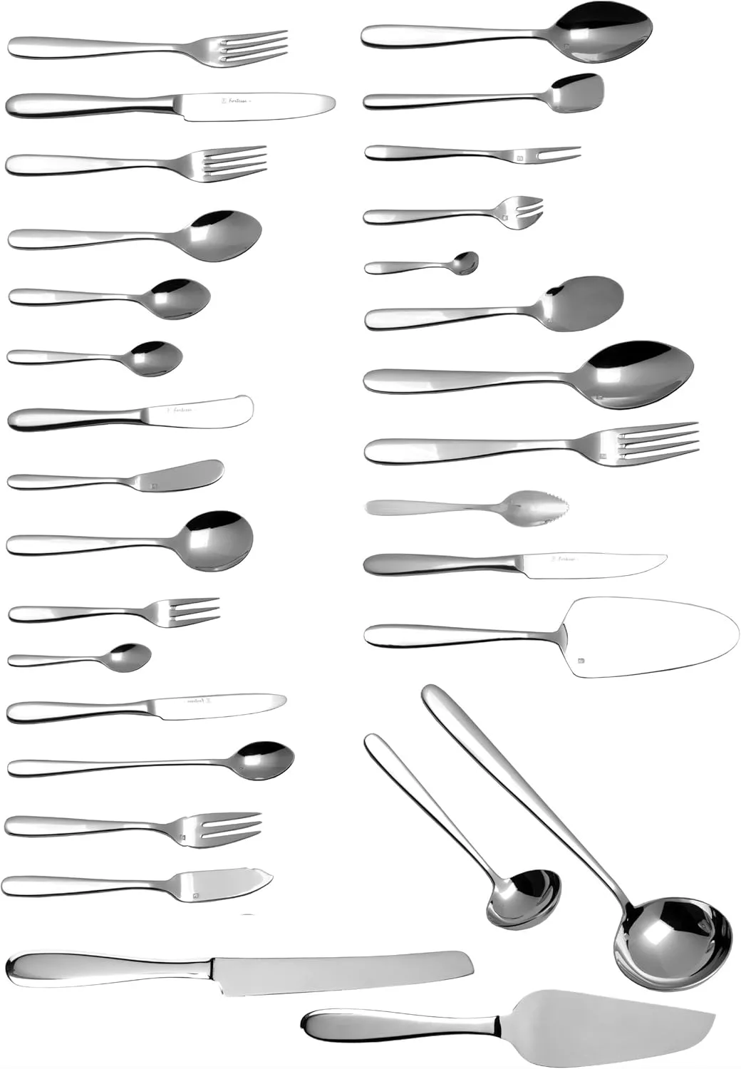Fortessa Grand City 18/10 Stainless Steel Flatware Serrated Cake Knife , Silver -