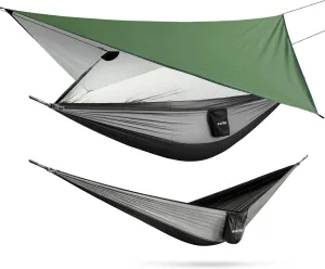G4Free Camping Hammock with Net and Rain Fly, 2 Person Lightweight Portable Hammock Tent with Tarp for Camping Hiking Backyard Outdoor Backpacking Travel