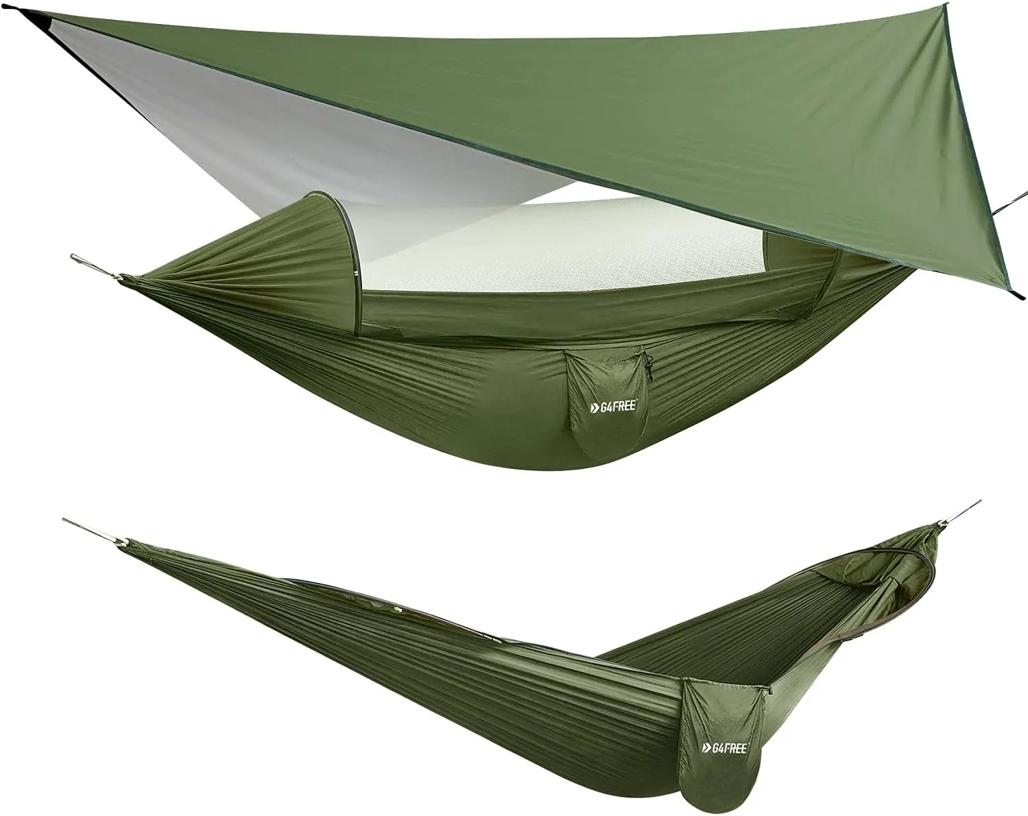 G4Free Large Camping Hammock with Mosquito Net and Rain Fly- 2 Person Portable Hammock with Bug Net and Tent Tarp for Outdoor Hiking Camping Backpacking Travel
