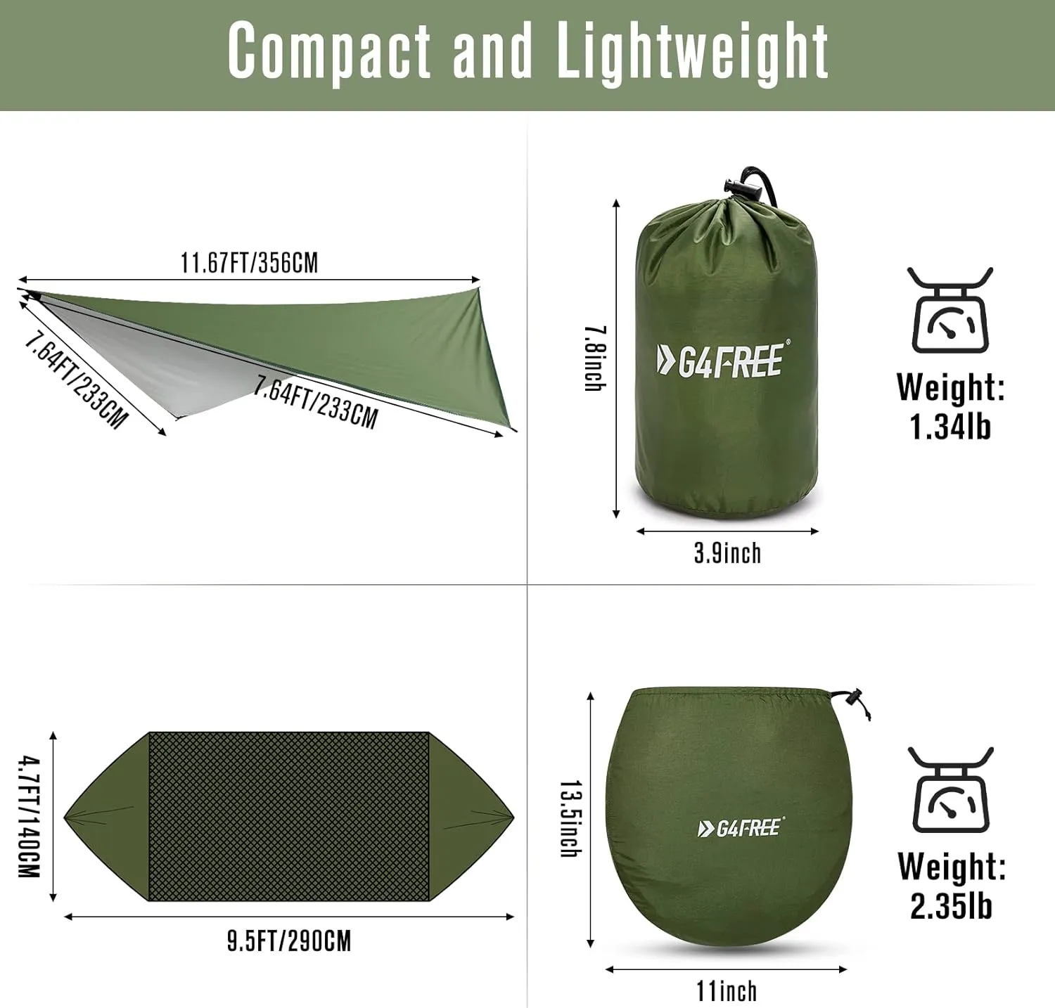 G4Free Large Camping Hammock with Mosquito Net and Rain Fly- 2 Person Portable Hammock with Bug Net and Tent Tarp for Outdoor Hiking Camping Backpacking Travel