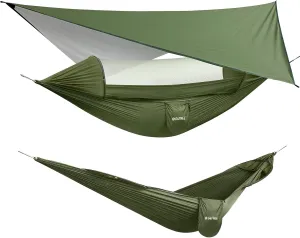 G4Free Large Camping Hammock with Mosquito Net and Rain Fly- 2 Person Portable Hammock with Bug Net and Tent Tarp for Outdoor Hiking Camping Backpacking Travel