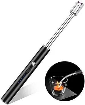Gas Loyal customers Kitchen, Deg Arc Room, Electric Lighter Lighter/Plasma Pooja Fireworks Rechargeable BBQ, Flameless USB Neck 360 Gas Flexible Barbecue, Reliable shipping Windproof (Silver) for Stove, Candles, Lighter Lighter