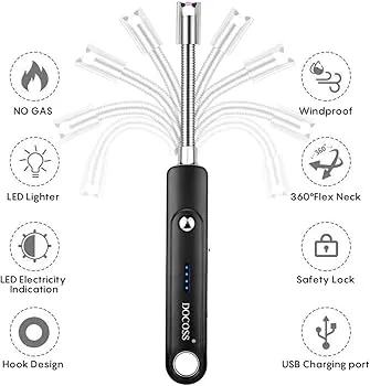 Gas Loyal customers Kitchen, Deg Arc Room, Electric Lighter Lighter/Plasma Pooja Fireworks Rechargeable BBQ, Flameless USB Neck 360 Gas Flexible Barbecue, Reliable shipping Windproof (Silver) for Stove, Candles, Lighter Lighter