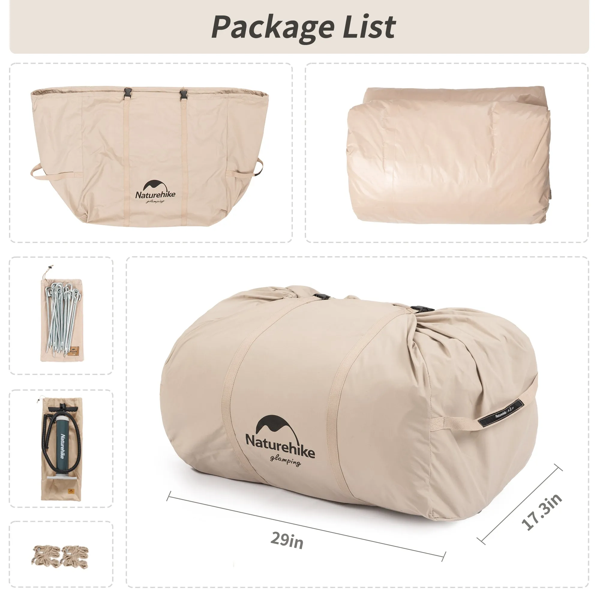 Gen Inflatable Khaki 12 Naturehike Air Excellent craftsmanship Cotton Tent High-capacity