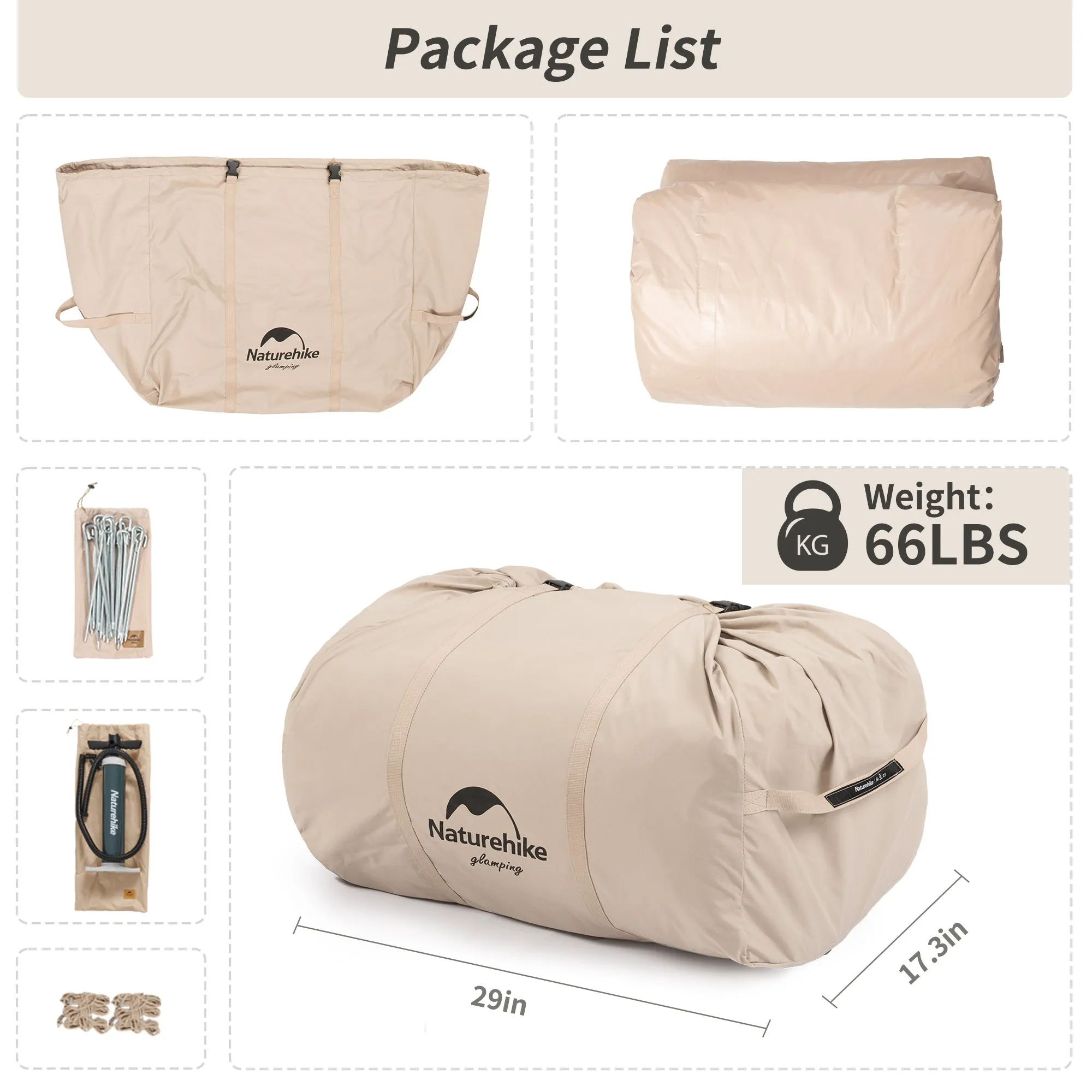 Gen Inflatable Khaki 12 Naturehike Air Excellent craftsmanship Cotton Tent High-capacity