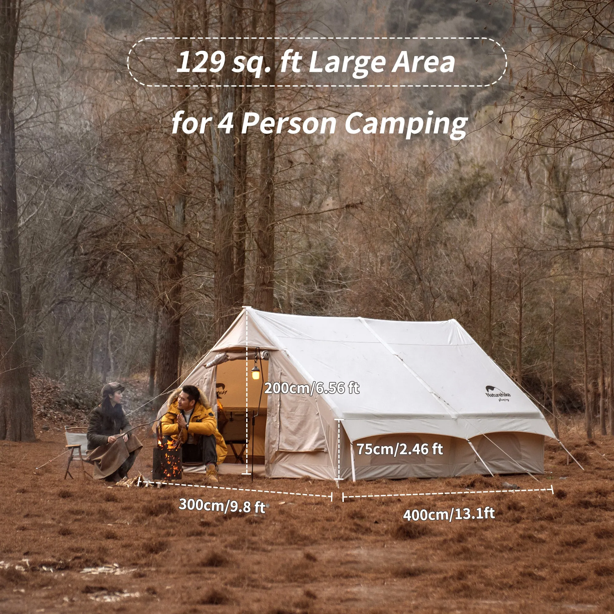 Gen Inflatable Khaki 12 Naturehike Air Excellent craftsmanship Cotton Tent High-capacity