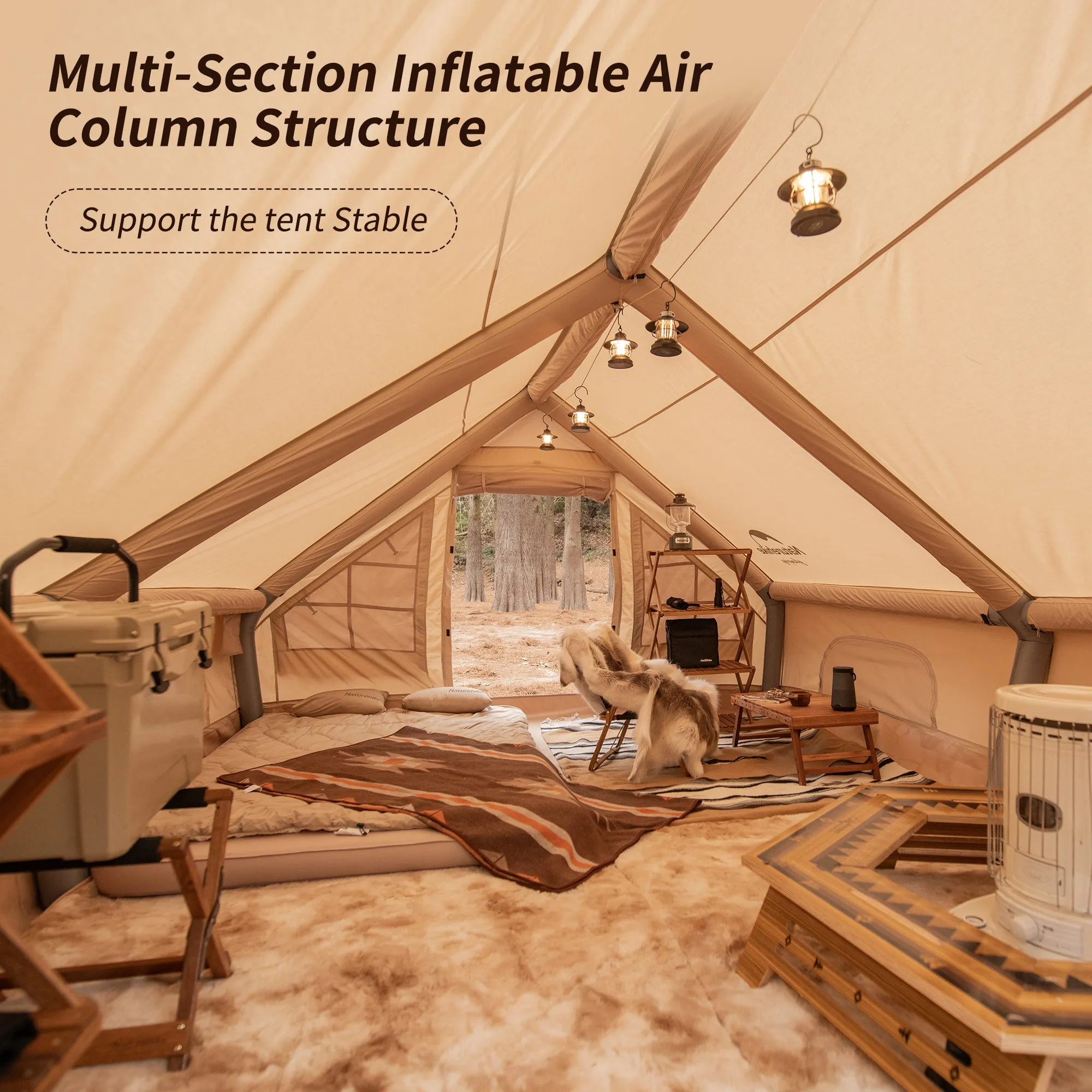 Gen Inflatable Khaki 12 Naturehike Air Excellent craftsmanship Cotton Tent High-capacity
