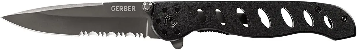 Gerber Gear EVO Knife, Serrated Edge, Titanium Coated [22-41432],Black