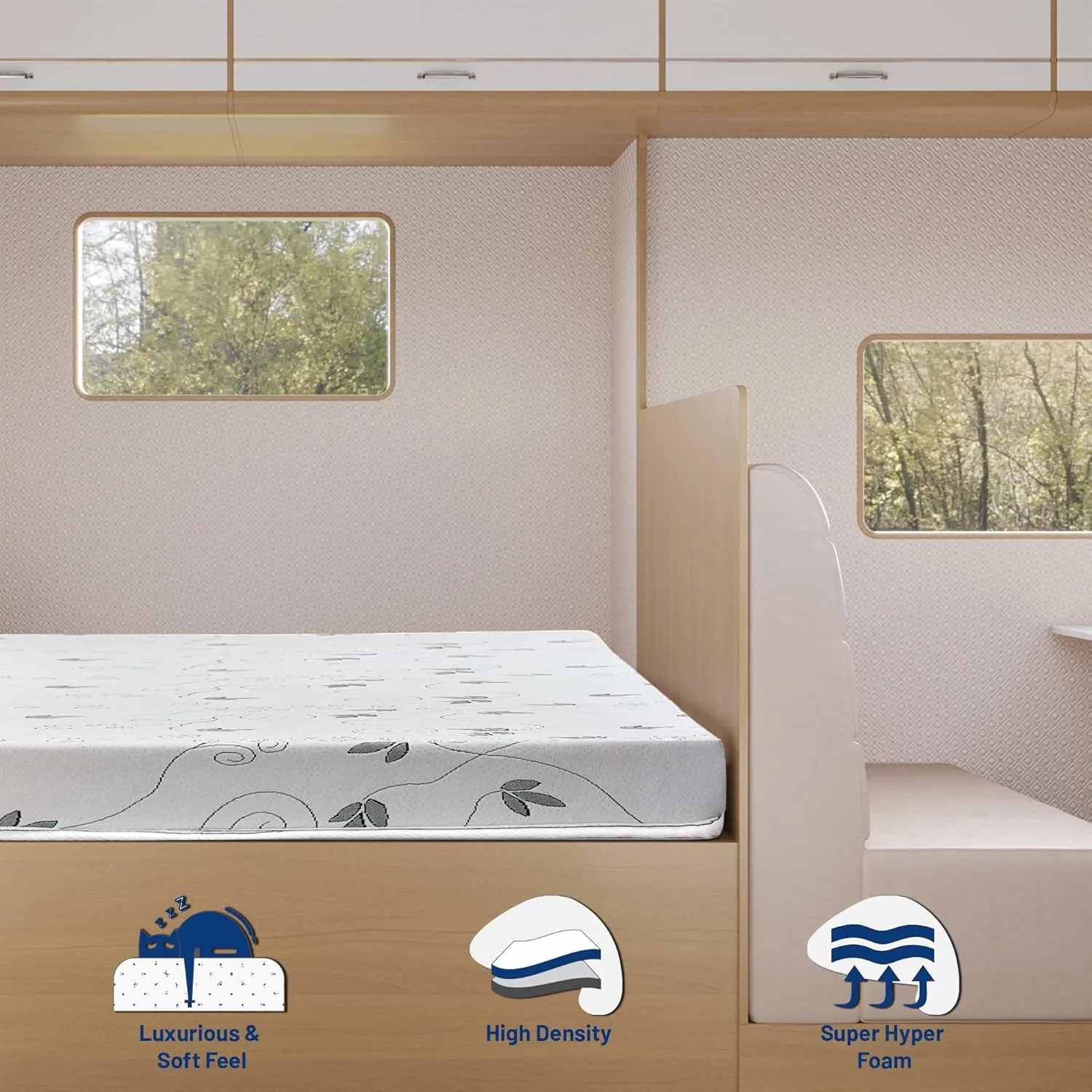 Greaton, 6-Inch High-Density Cooling Gel Memory Foam RV Mattress Replacement, Medium Firm, Good for Trailers, Camper Vans, Sofa Bed and Other Furniture Application, 72" x 28", White