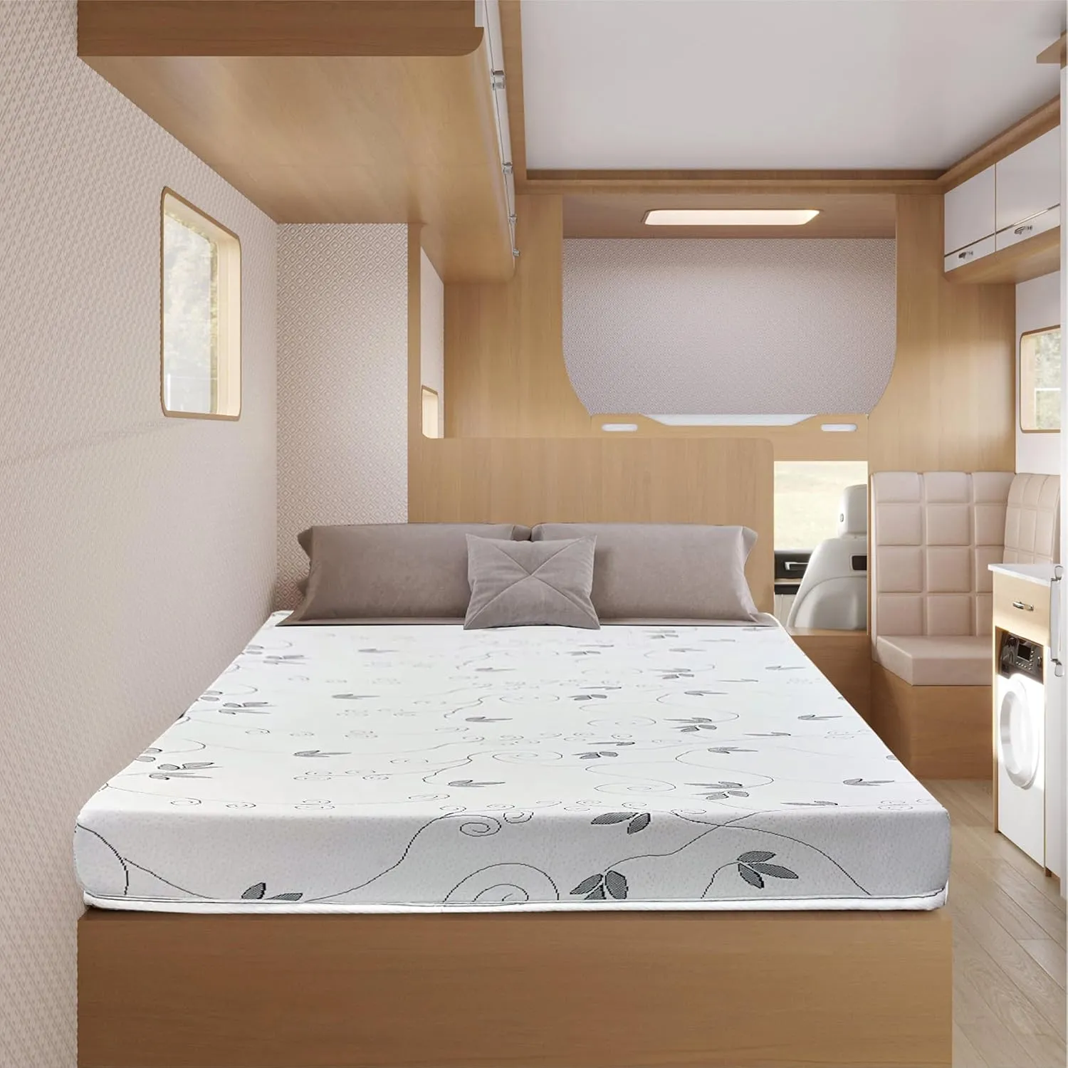 Greaton, 6-Inch High-Density Cooling Gel Memory Foam RV Mattress Replacement, Medium Firm, Good for Trailers, Camper Vans, Sofa Bed and Other Furniture Application, 72" x 28", White
