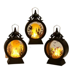 Halloween Witch Pumpkin Lantern Portable LED Vintage Castle Lantern For Table Centerpieces Windows Walls Decoration