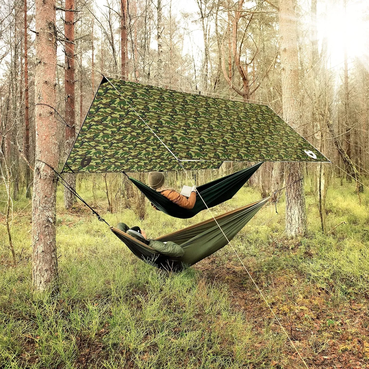 Hammock Shelter; 10X10 Survival Backpacking Tarp; Included; Makes Great Camo Camping Multiple in Comes Waterproof; Fly Bracelet Act fast Survival Rain Lightweight Colors, a 100% Tarp Price guarantee or