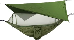 Hammock with Mosquito Net and Rainfly Portable Camping Hammock Hammock for 2 Tree Straps Suitable for Travel Camping Hiking Park Lightweight Hammock with Net(Olive)