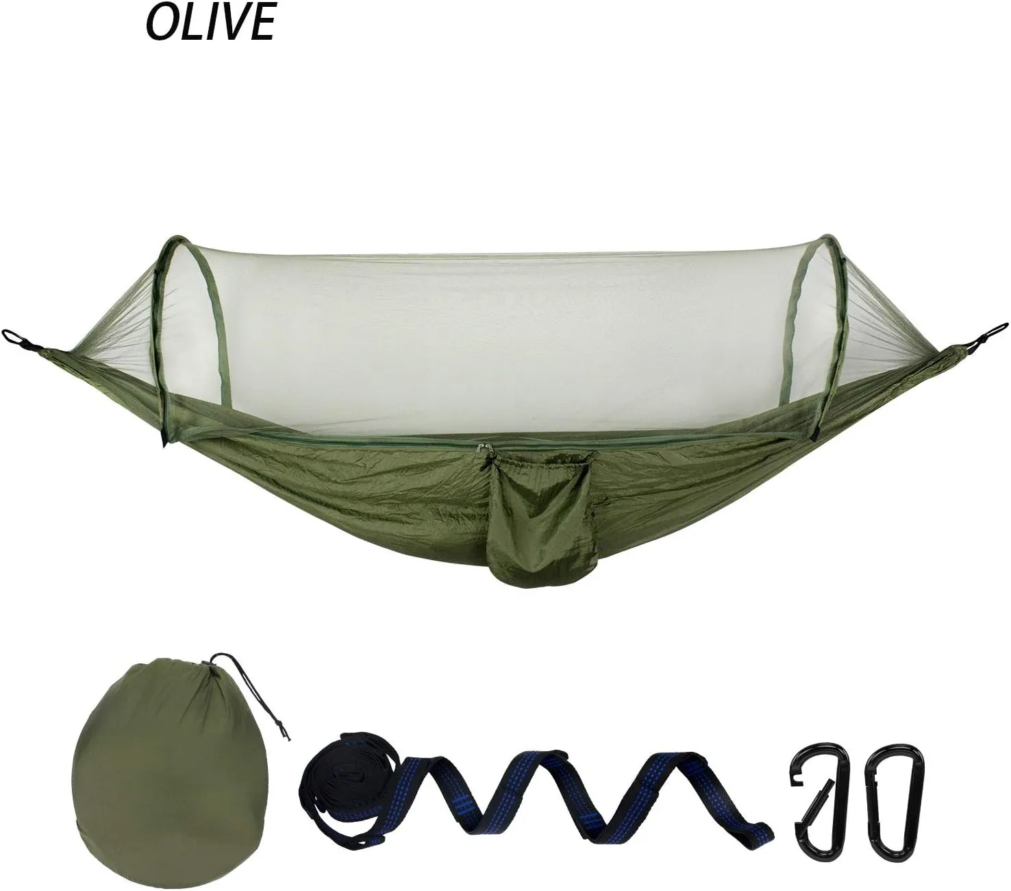 Hammock with Mosquito Net and Rainfly Portable Camping Hammock Hammock for 2 Tree Straps Suitable for Travel Camping Hiking Park Lightweight Hammock with Net(Olive)