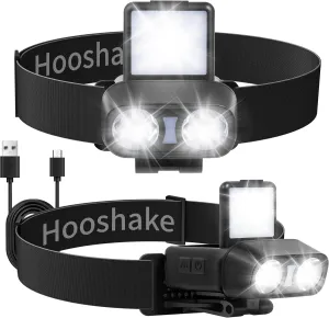 Headlamp LED Rechargeable Flashlight for Adults Ultra-Light Bright Headlight USB C Charging 1200 Lumen Adjustable Water-Proof Motion Sensor for Outdoor Running Camping Hiking Fishing 2-Pack
