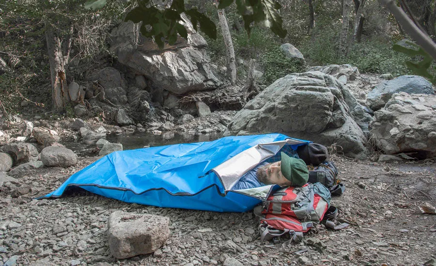 Heavy Duty Multi-Function Emergency Sleeping Bag, Waterproof, 116"x 85", Blue Color (Two Person)