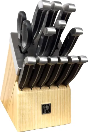 Henckels International Statement 14-pc Self-Sharpening Knife Block Set, 6 Steak Knives, Paring, Santoku, Bread, Chef’s Knife, & More, Natural Block Color