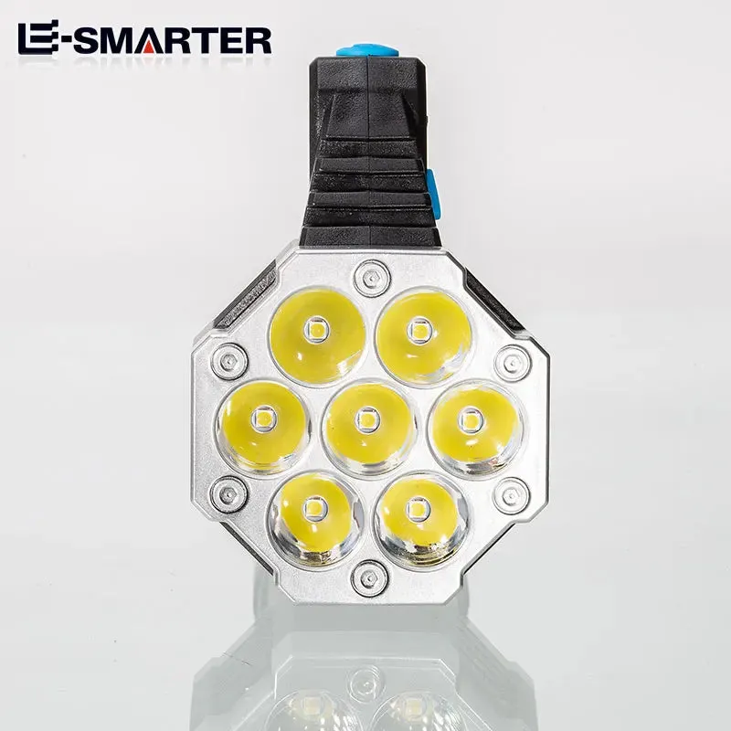 High Power LED Camping Torch - Rechargeable Hand Lantern with 7 Lamp Beads and COB Side Light