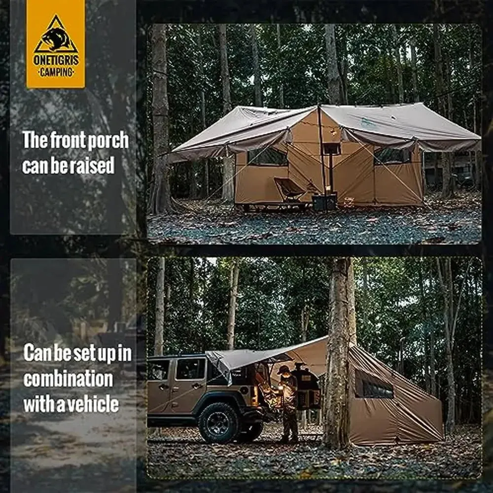 Hot Tent with Snow Skirt, Waterproof Windproof Shelter for 4 Person Camping and Bushcraft
