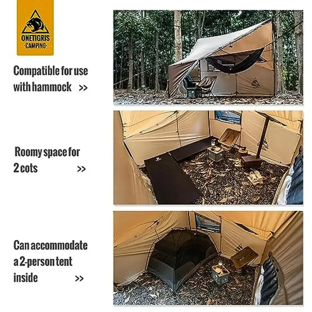 Hot Tent with Snow Skirt, Waterproof Windproof Shelter for 4 Person Camping and Bushcraft