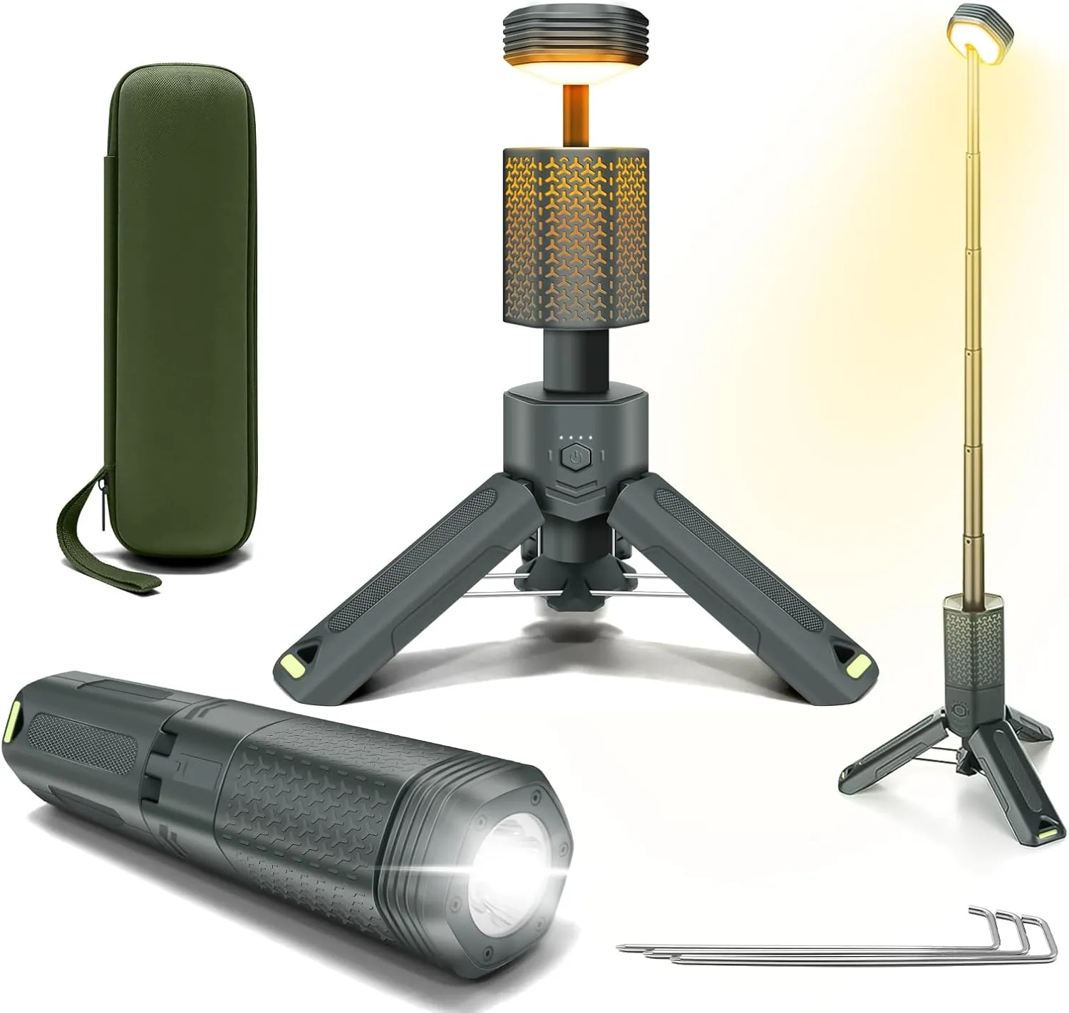 ISUNMEA Camping Lantern Telescopic, Portable Collapsible Magnetic Camping Lamp w/ 10500mAh, IPX7 Waterproof Rechargeable Flashlight, Foldable Camping Light for Hiking, Camping, Emergency, Fishing
