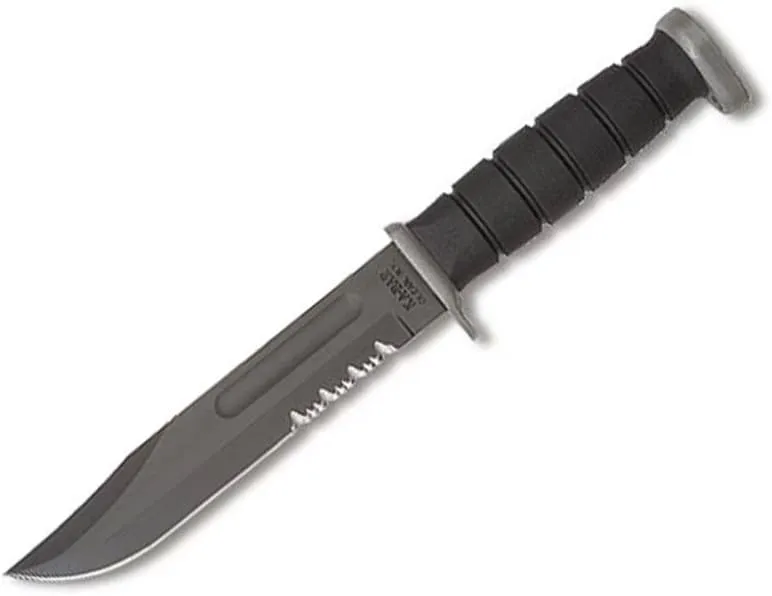 Ka-Bar 1281, D2 Fighting/Utility Knife, Serrated, Black Cordura Sheath