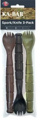 Ka-bar Mil-spec Spork/knife - 3 Pack Od Green/black/brown