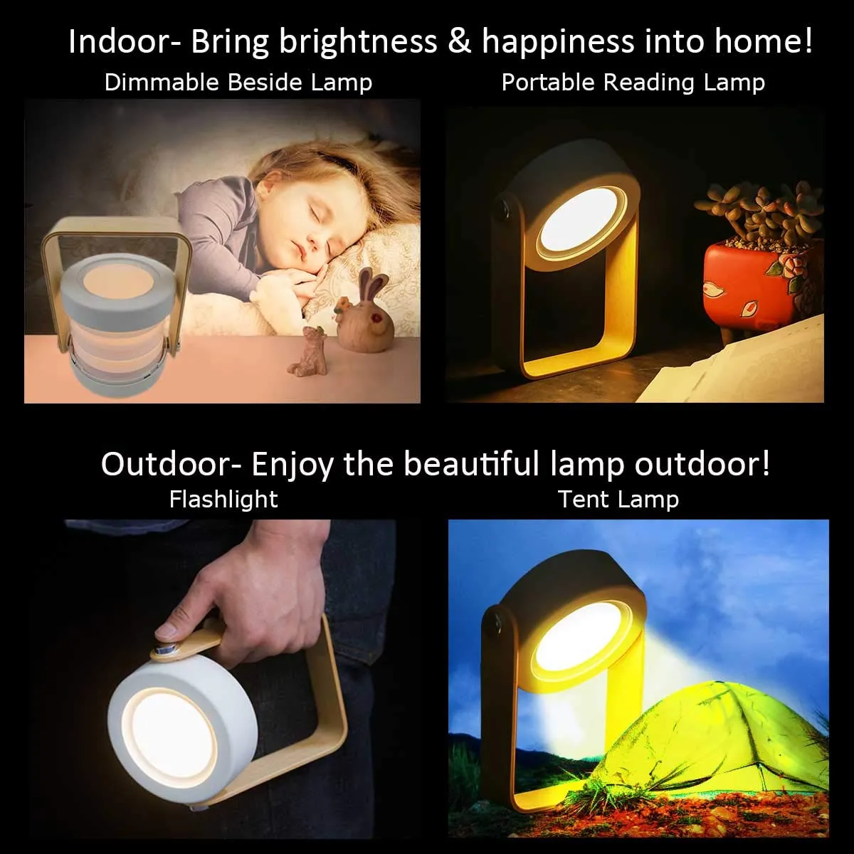 Kartech Portable LED Lamp Lantern Rechargeable Battery Table Touch Reading Campi