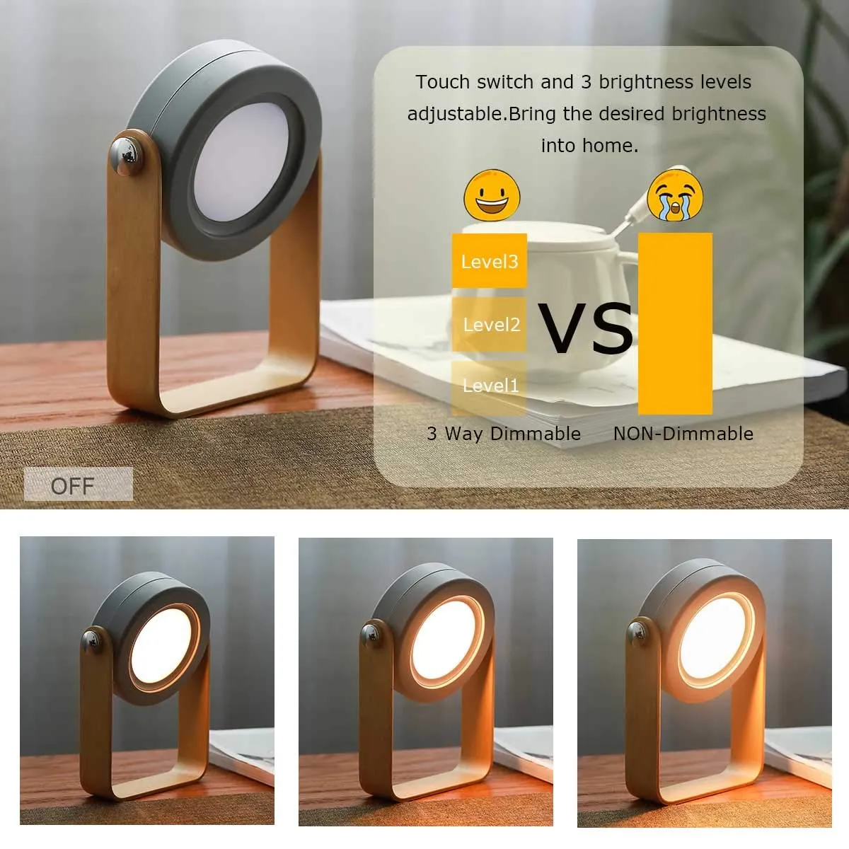 Kartech Portable LED Lamp Lantern Rechargeable Battery Table Touch Reading Campi