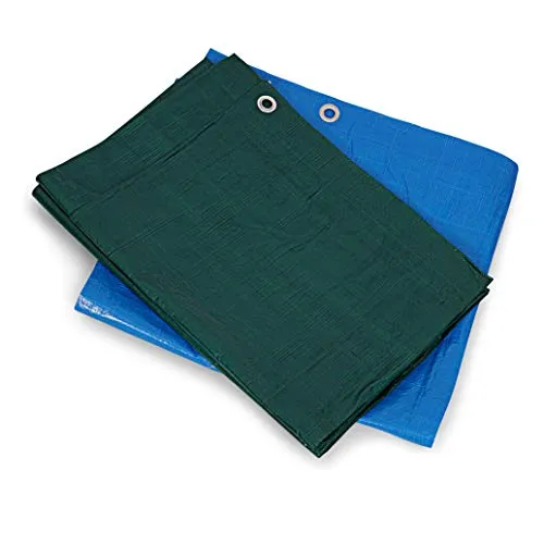 KAV - Strong Waterproof Universal Tarpaulin Tarp Sheet in Blue or Green - Ground Sheet Covers for Camping Fishing Gardening Pets  Premium Quality Cover Made of 80 Gramm