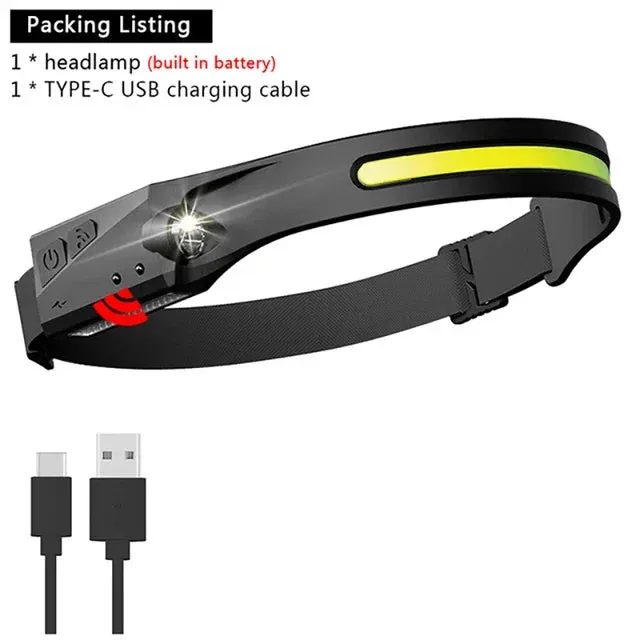 KDULIT Sensor Headlamp LED Rechargeable Flashlight – 5 Lighting Modes for Outdoor Activities