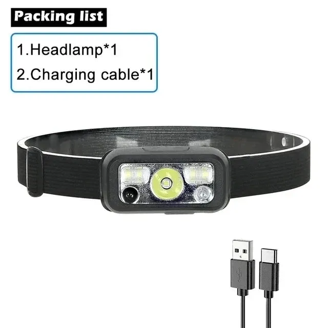 KDULIT Sensor Headlamp LED Rechargeable Flashlight – 5 Lighting Modes for Outdoor Activities