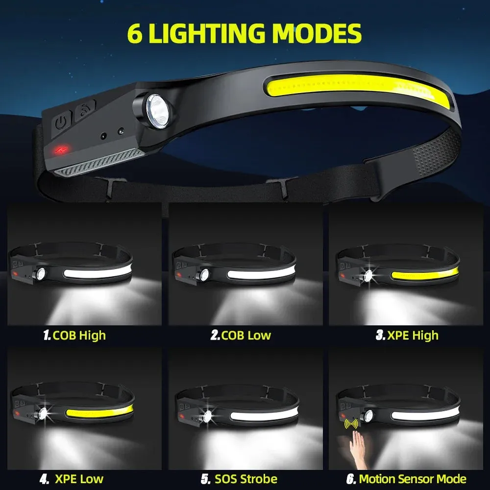 KDULIT Sensor Headlamp LED Rechargeable Flashlight – 5 Lighting Modes for Outdoor Activities
