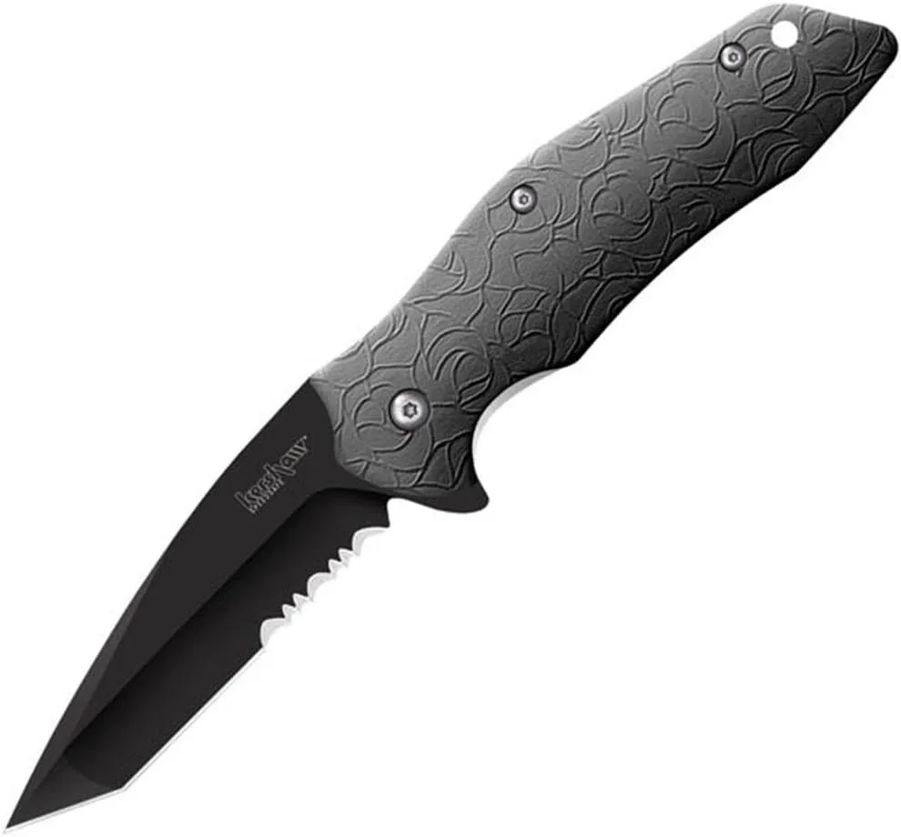 Kershaw 1835TBLKSTX-CLAMPAC Kuro Tanto Black Serrated Knife