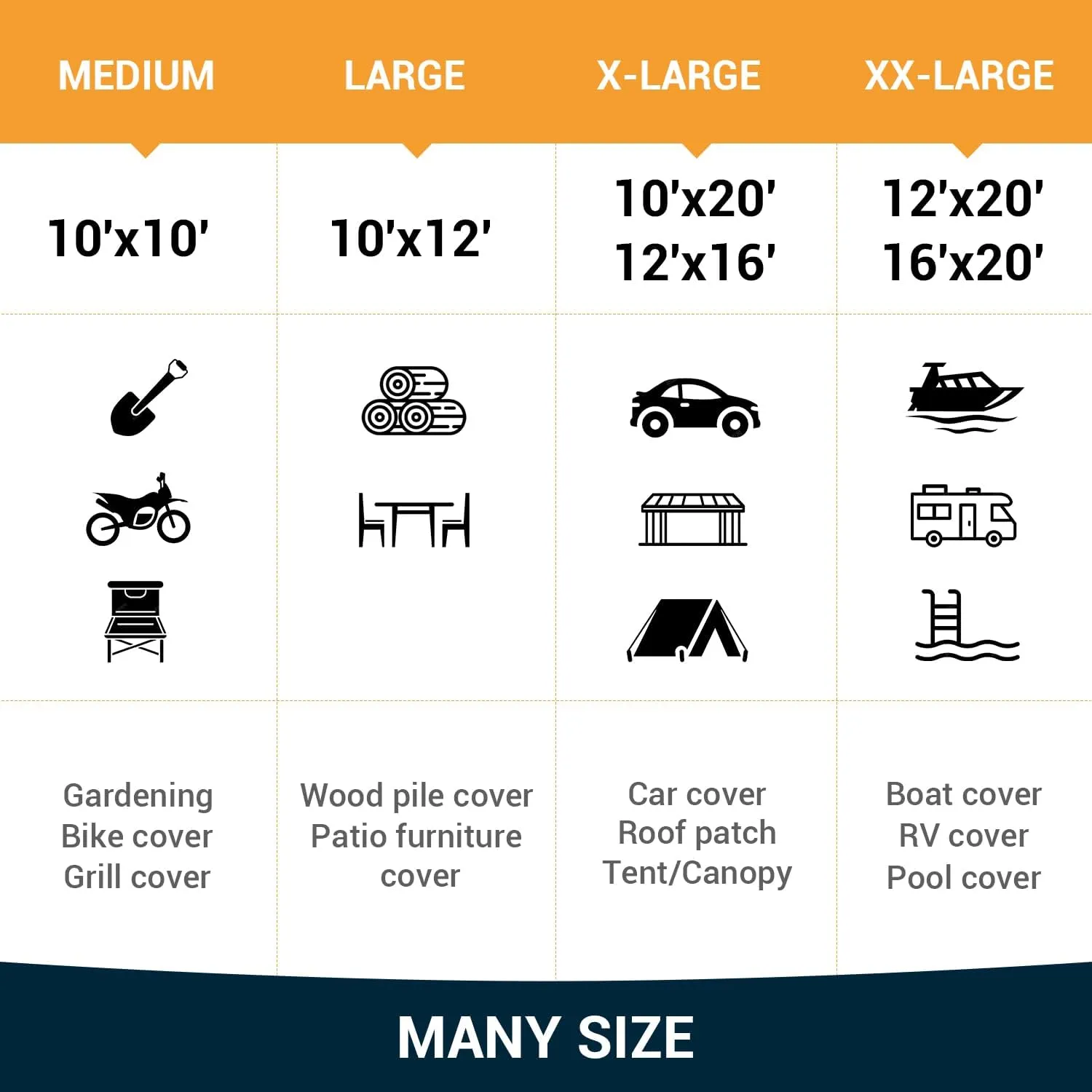Keten Tarps Heavy Duty Waterproof 12X16 Feet, Extra Thick 16 Mil, Tear & Fade Resistant, 100% UV Blocking, Outdoor Tarp with Reinforced Grommets for Roof, Camping, Patio, Pool, Boat(Silver/Black)