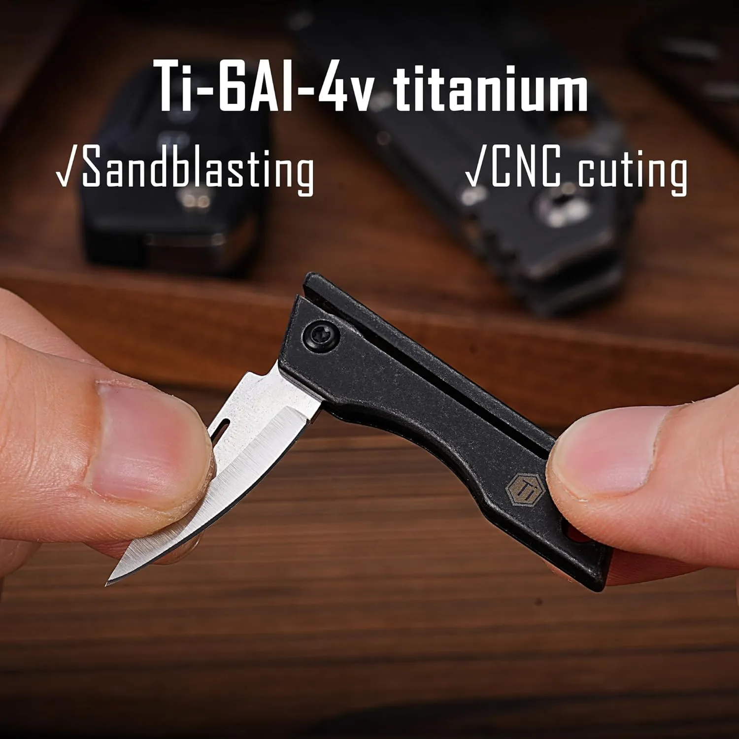 KeyUnity KK06BK Mini Titanium Pocket Knife for Everyday Carry- Razor Sharp Folding Blade, Lightweight EDC Tool for Camping, Hiking and Outdoor(Black)