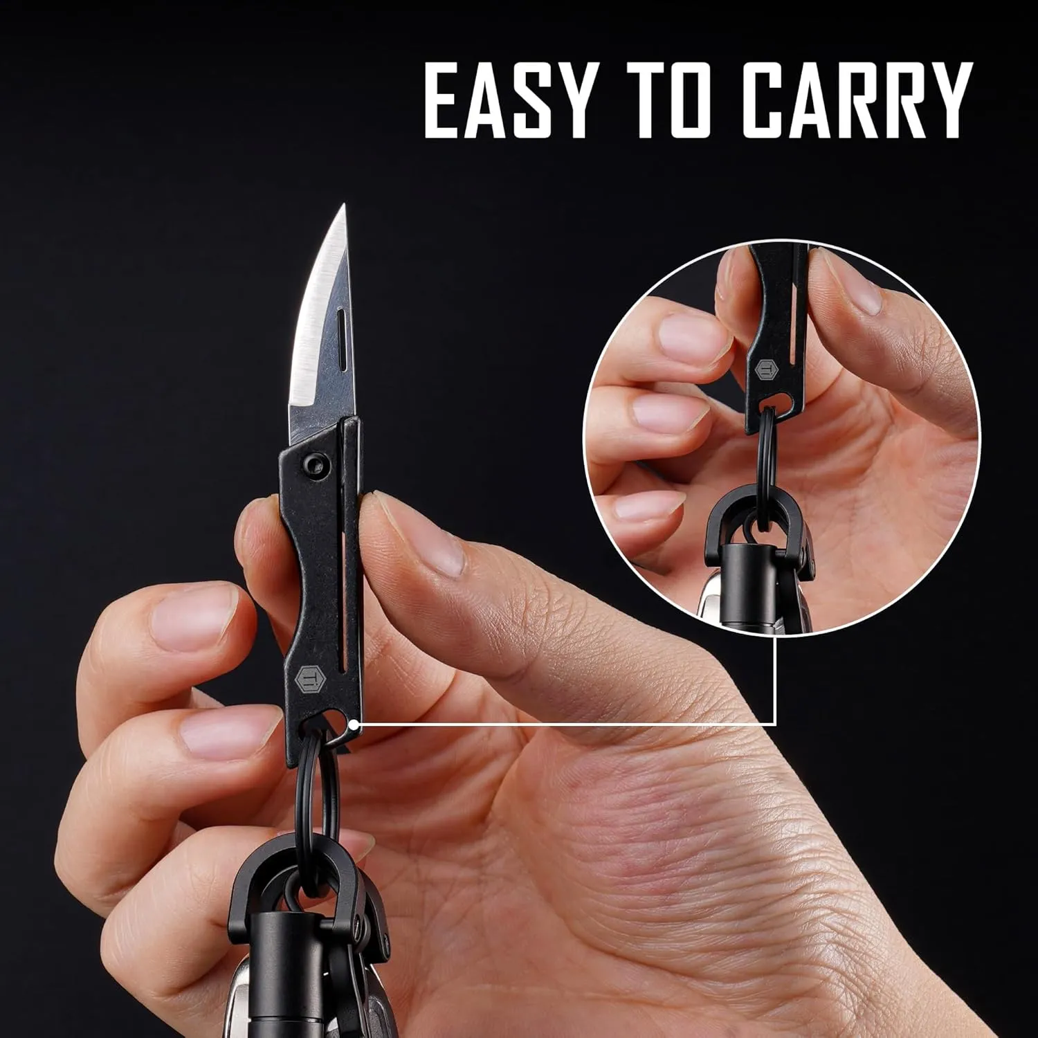 KeyUnity KK06BK Mini Titanium Pocket Knife for Everyday Carry- Razor Sharp Folding Blade, Lightweight EDC Tool for Camping, Hiking and Outdoor(Black)