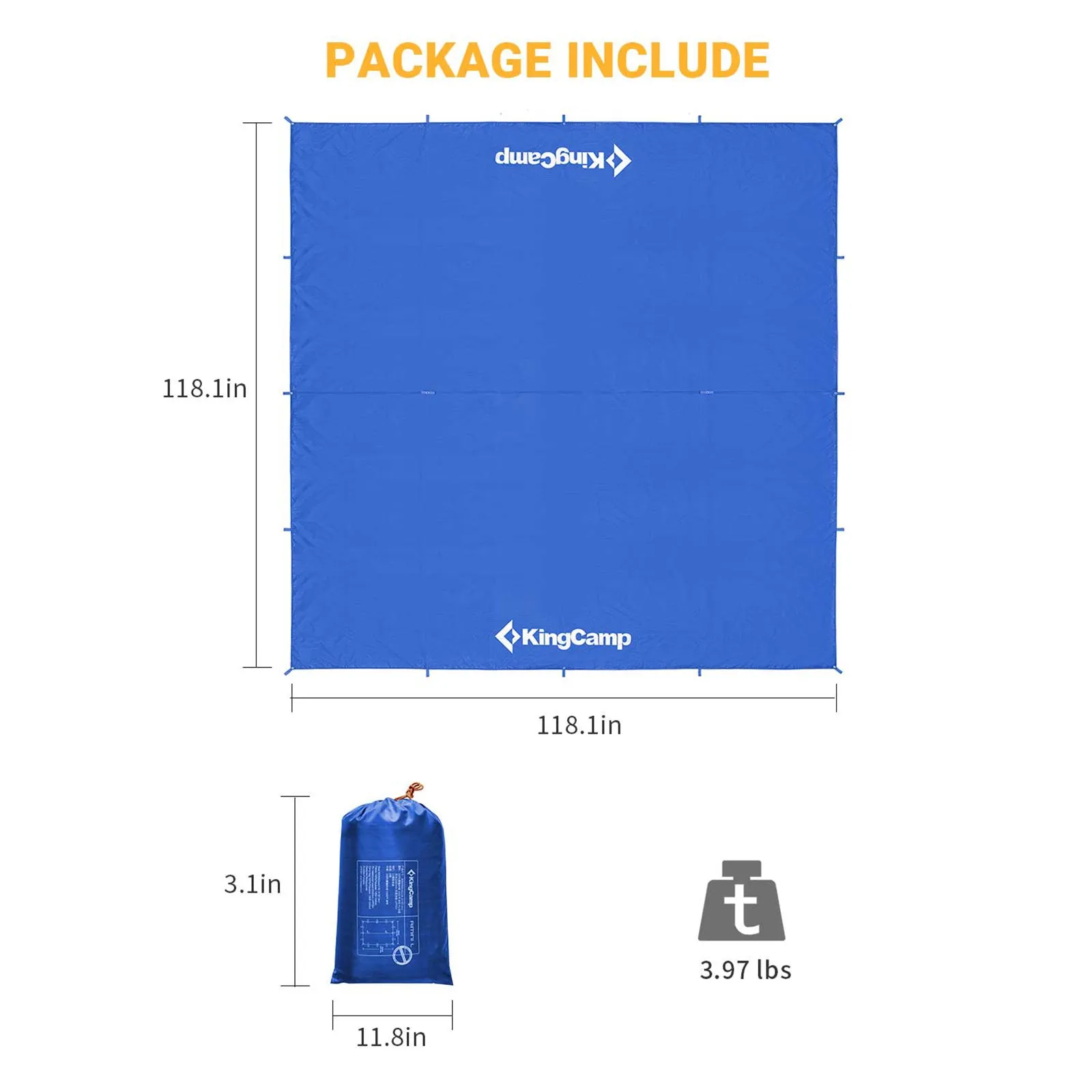 KingCamp Camping Tent Tarp Blue