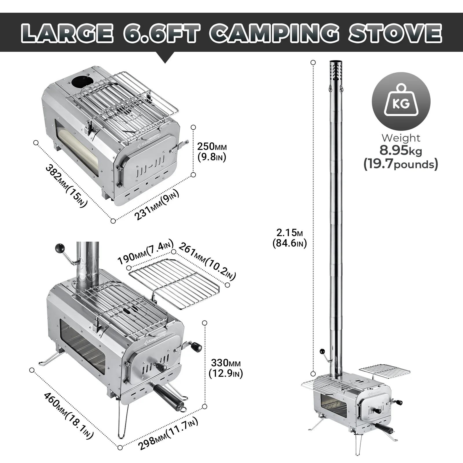 KingCamp Surefire Stove Stainless Steel Frame Hot Tent Stove M