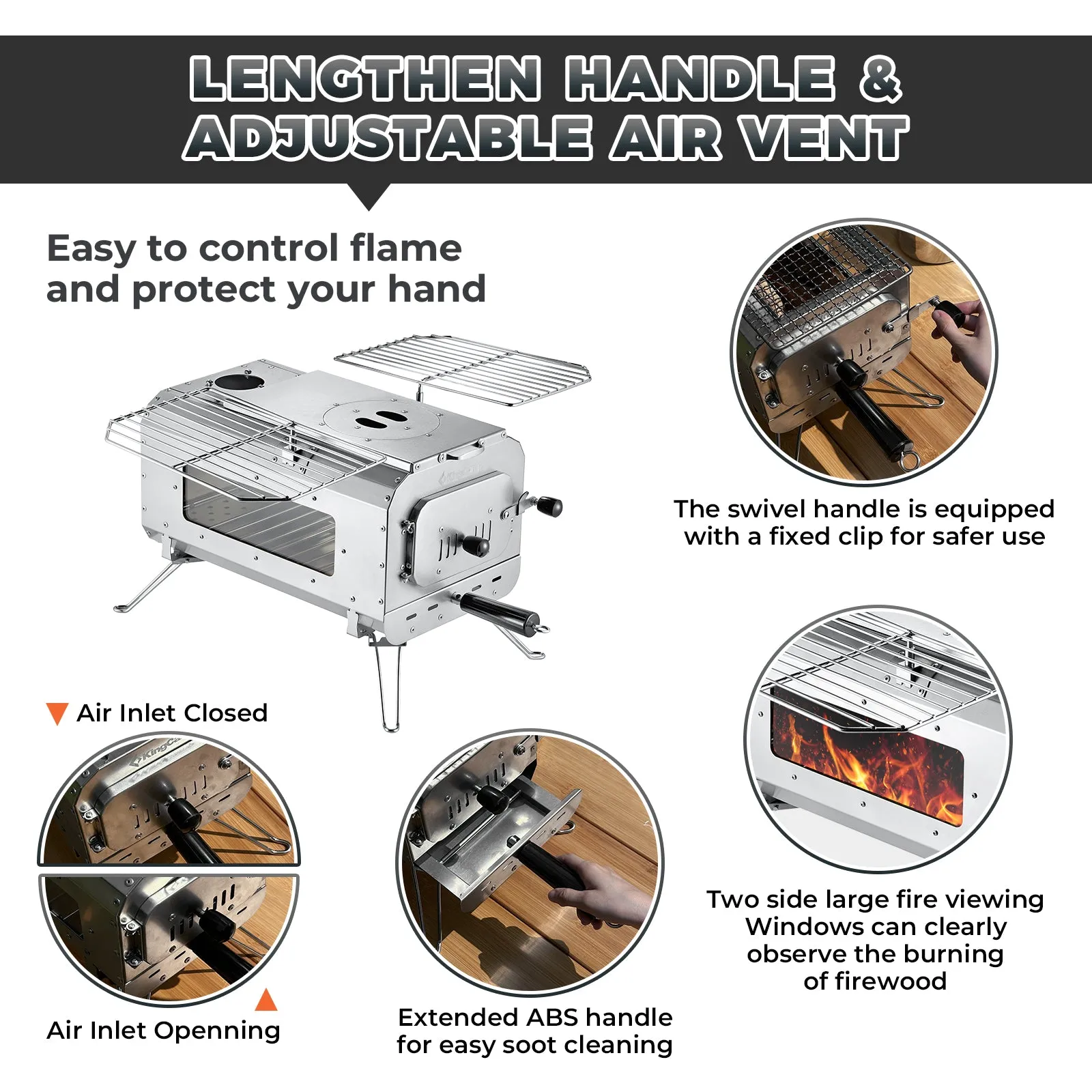 KingCamp Surefire Stove Stainless Steel Frame Hot Tent Stove M